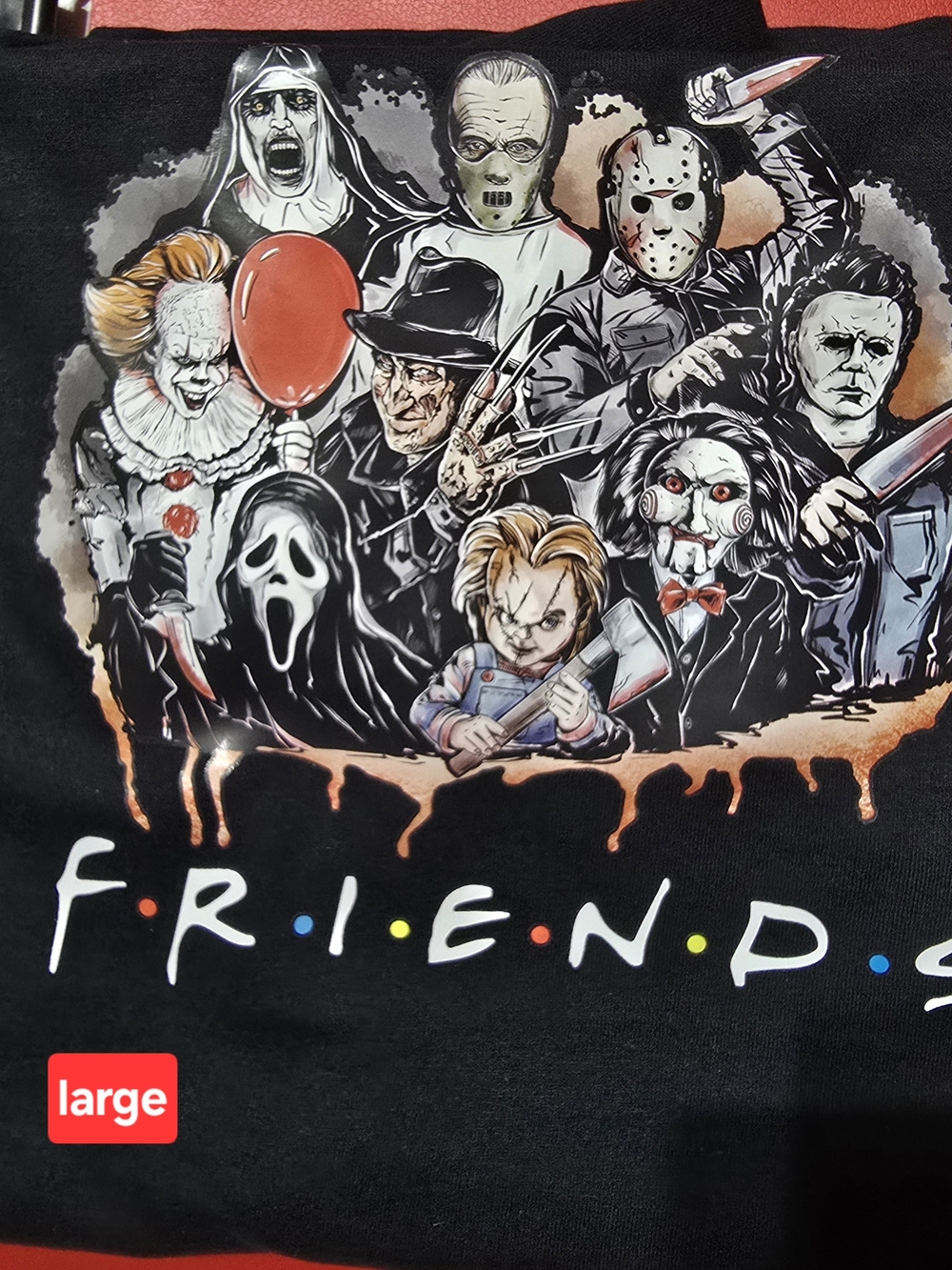 Black Horror Character Graphic Costume Tee - Large